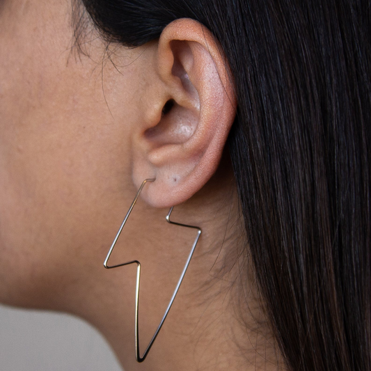 White Gold Dipped Lightening Earrings