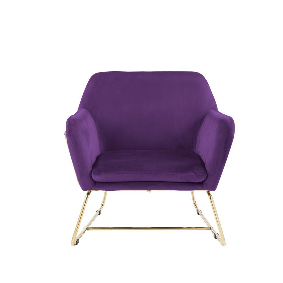 Keira Purple Velvet Accent Chair with Metal Base