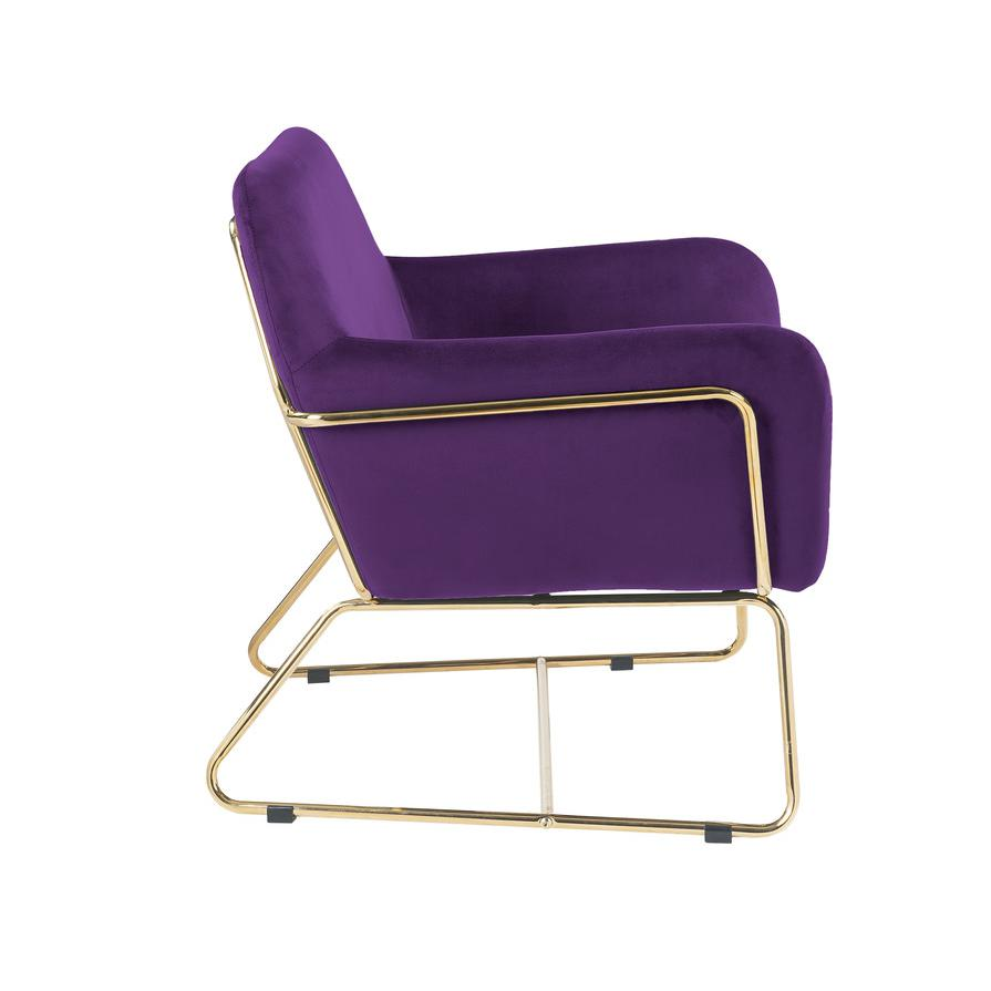 Keira Purple Velvet Accent Chair with Metal Base