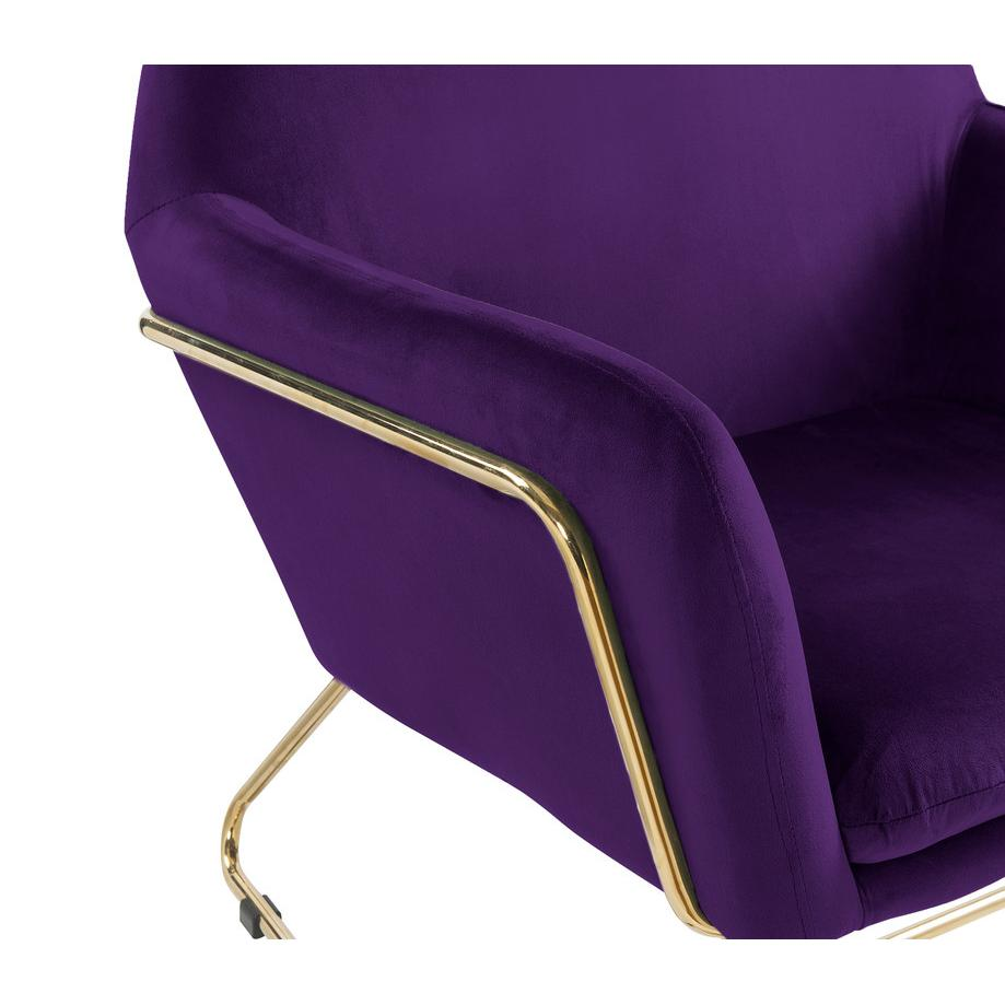 Keira Purple Velvet Accent Chair with Metal Base