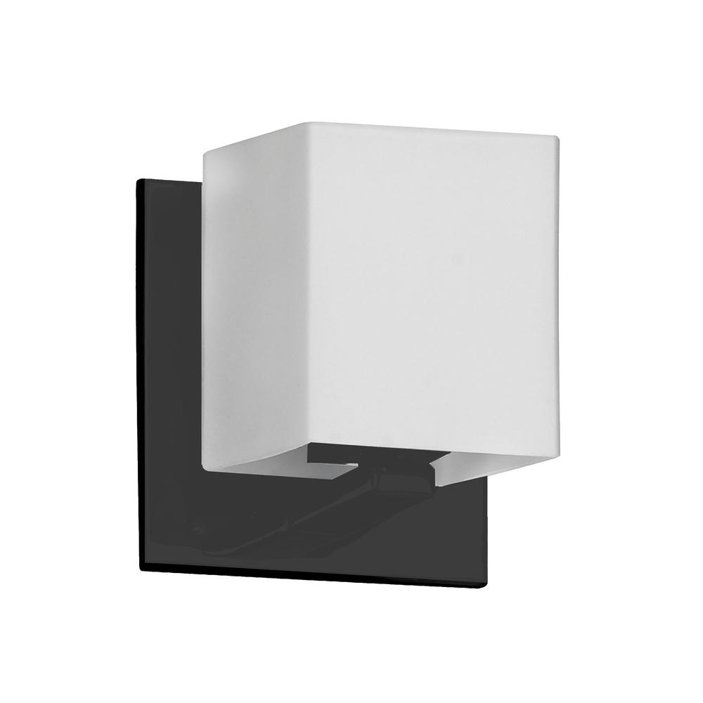 1 Light Halogen Wall Sconce, Matte Black with White Glass    (V1230-1W-MB)