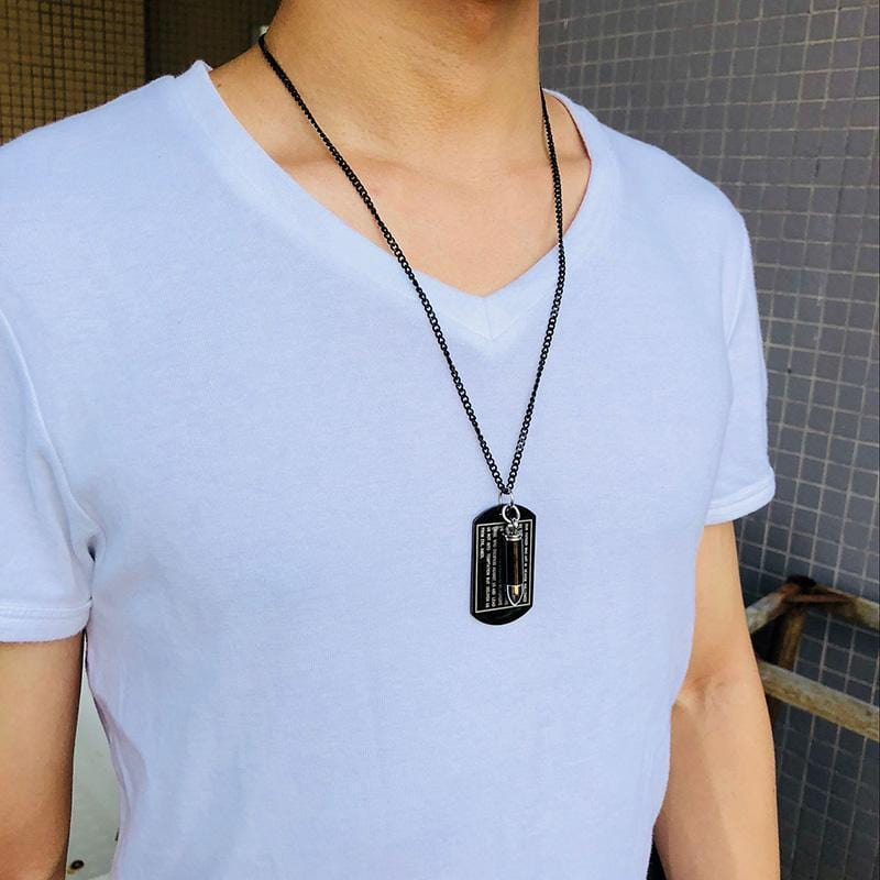 Stainless Steel Mens Openable Bullet Necklace