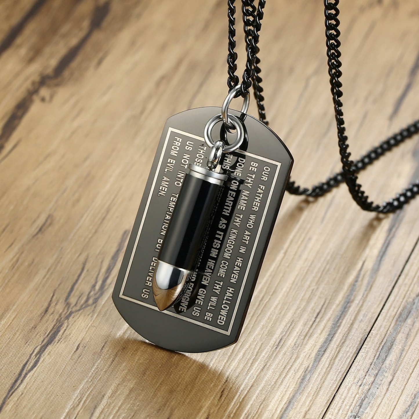 Stainless Steel Mens Openable Bullet Necklace