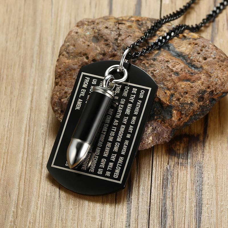 Stainless Steel Mens Openable Bullet Necklace