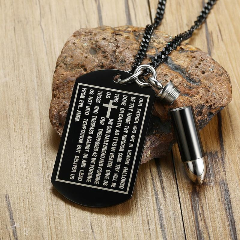 Stainless Steel Mens Openable Bullet Necklace