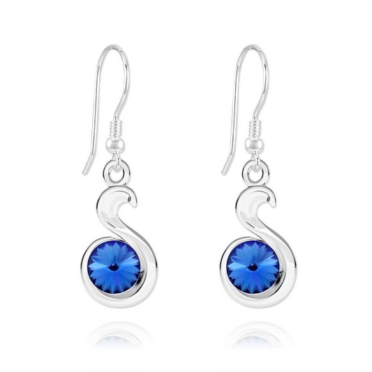 Genuine Sapphire Silver Snake Earrings