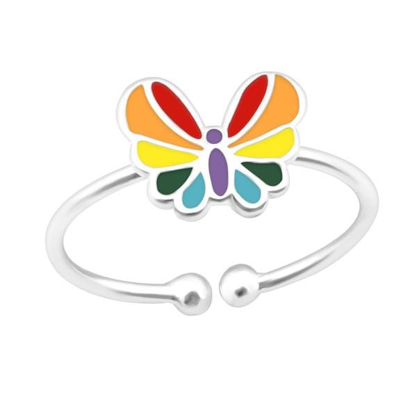 Children's Silver Butterfly Adjustable Ring