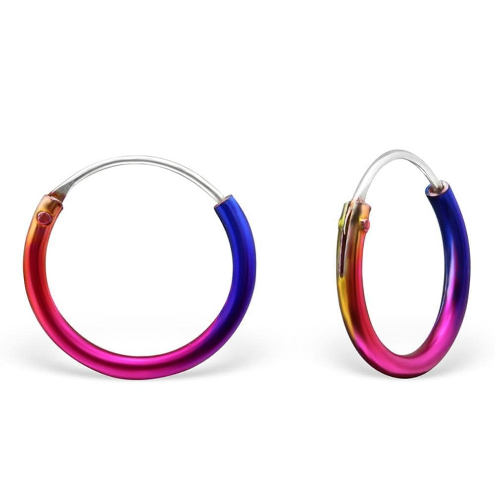 Children's Silver Rainbow Hoop Earrings for Girls