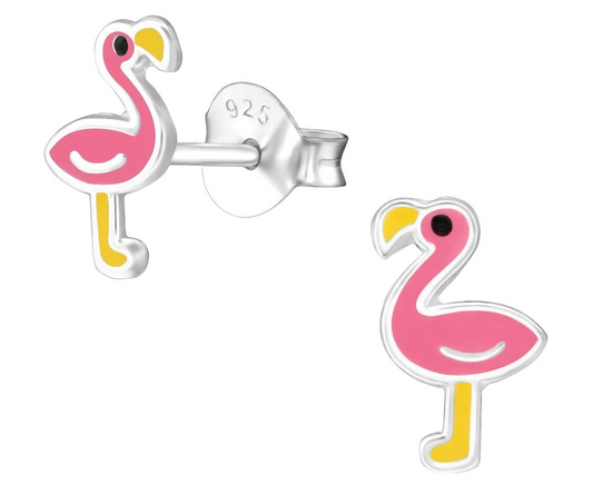 Children's Sterling Silver Flamingo Stud Earrings