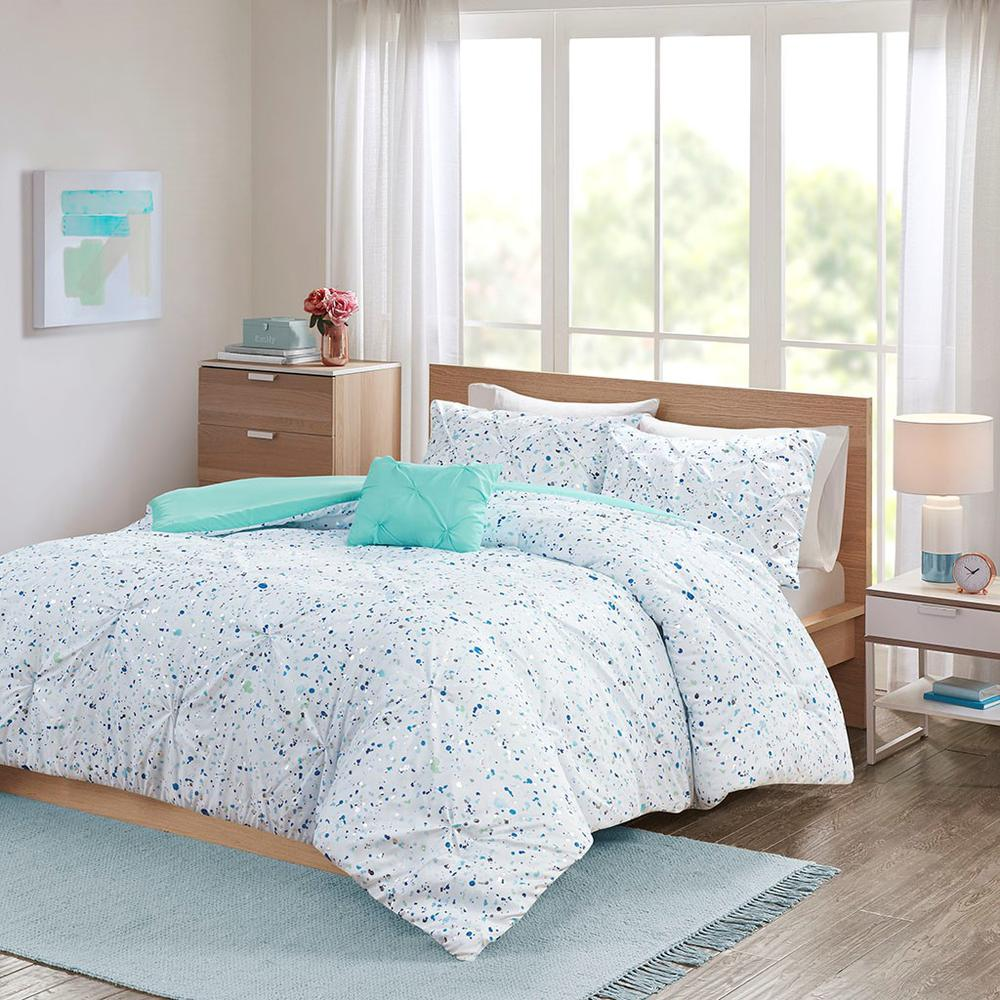 100% Polyester Metallic Printed and Pintucked Duvet Cover Set