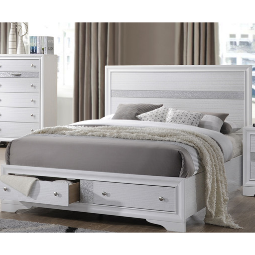 Catherine White Platform Eastern King Bed - White