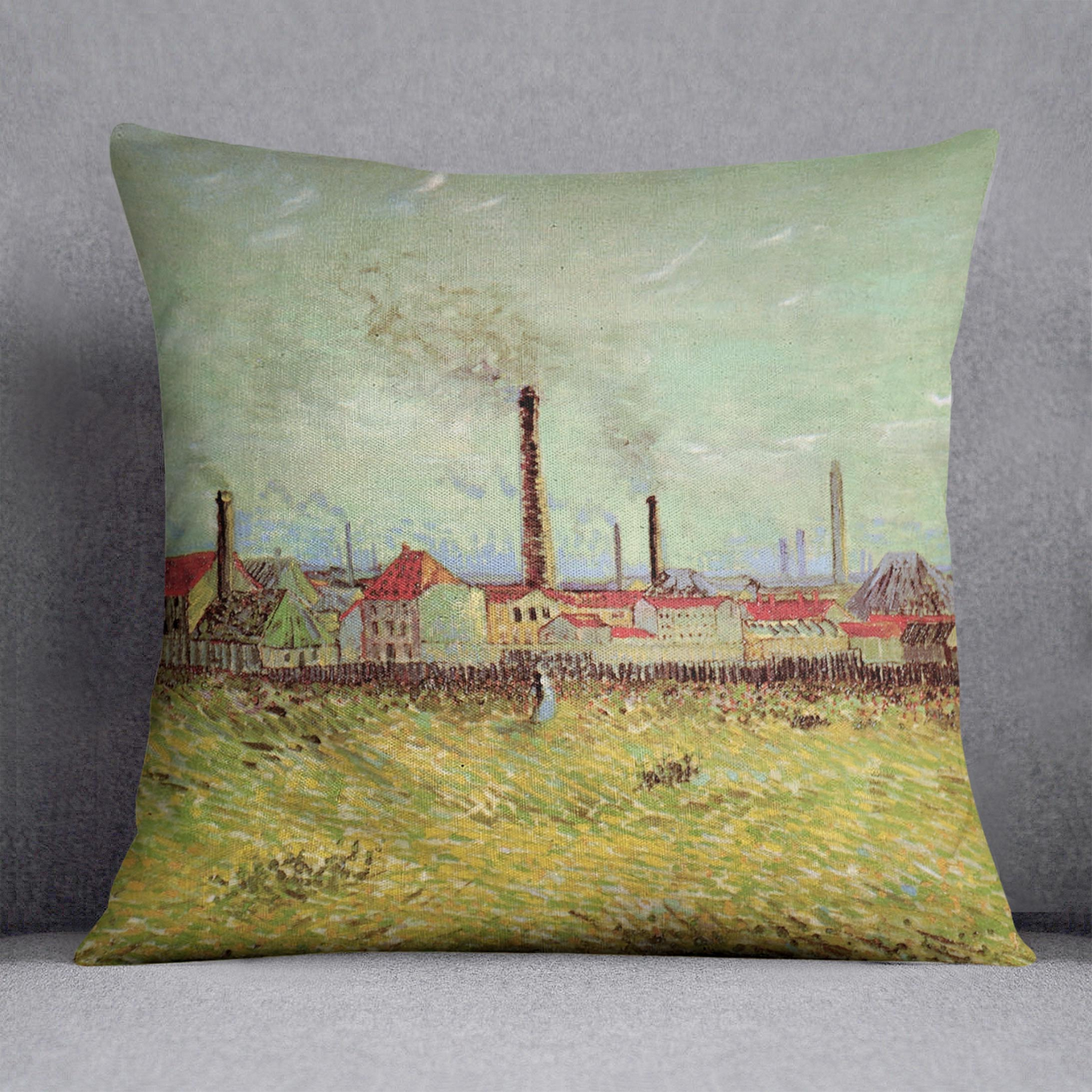 Corner of Voyer d Argenson Park at Asnieres 2 by Van Gogh Cushion