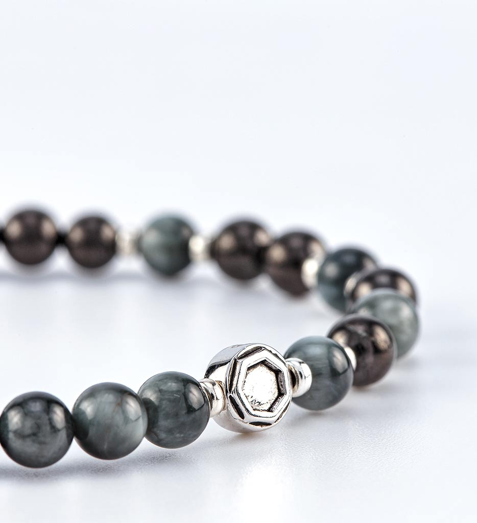 Shungite FIBONACCI Hawk’s Eye Bracelet