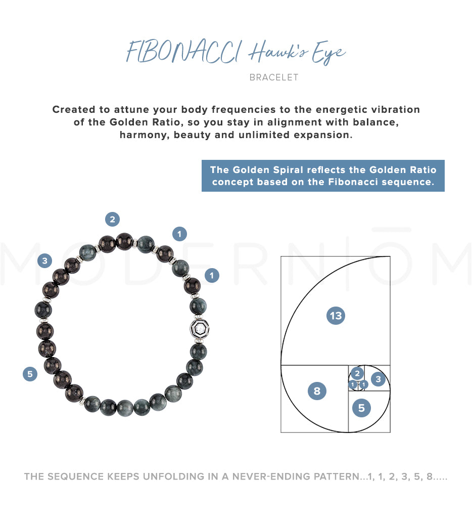 Shungite FIBONACCI Hawk’s Eye Bracelet