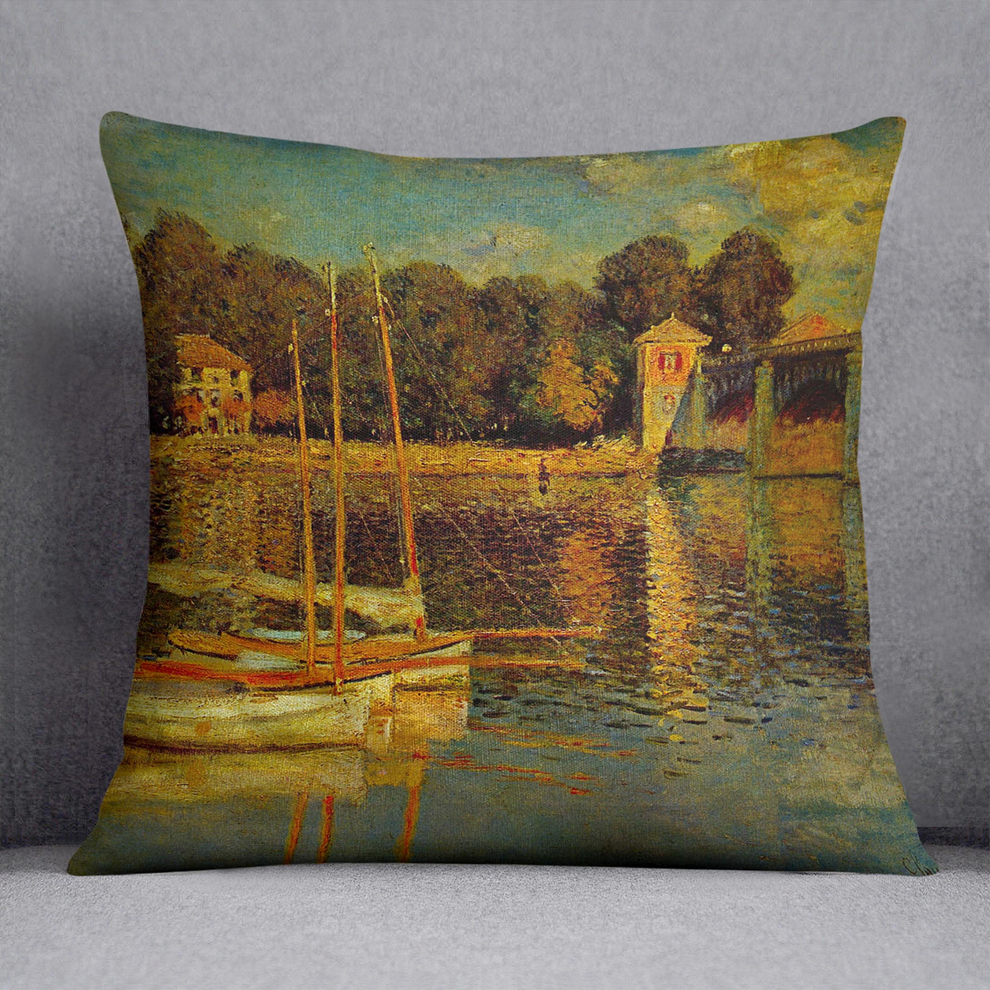 Bridge at Argenteuil by Monet Cushion