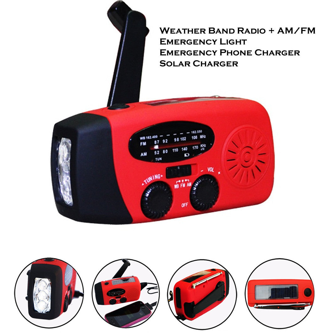 Storm Safe Emergency AM/FM/NOAA Weather Band Radio With Solar Flash Light And Built-in Phone Charger