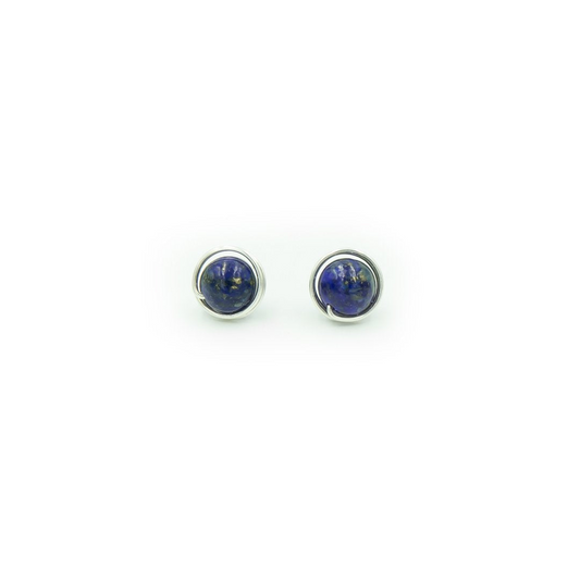 Handmade Sterling Silver Lapis Lazuli Nests | Stud Posts Earrings | December Birthstone | Eco-Friendly Jewelry | Hypoallergenic & Nickel-Free | Natural Stone | Wedding Anniversary