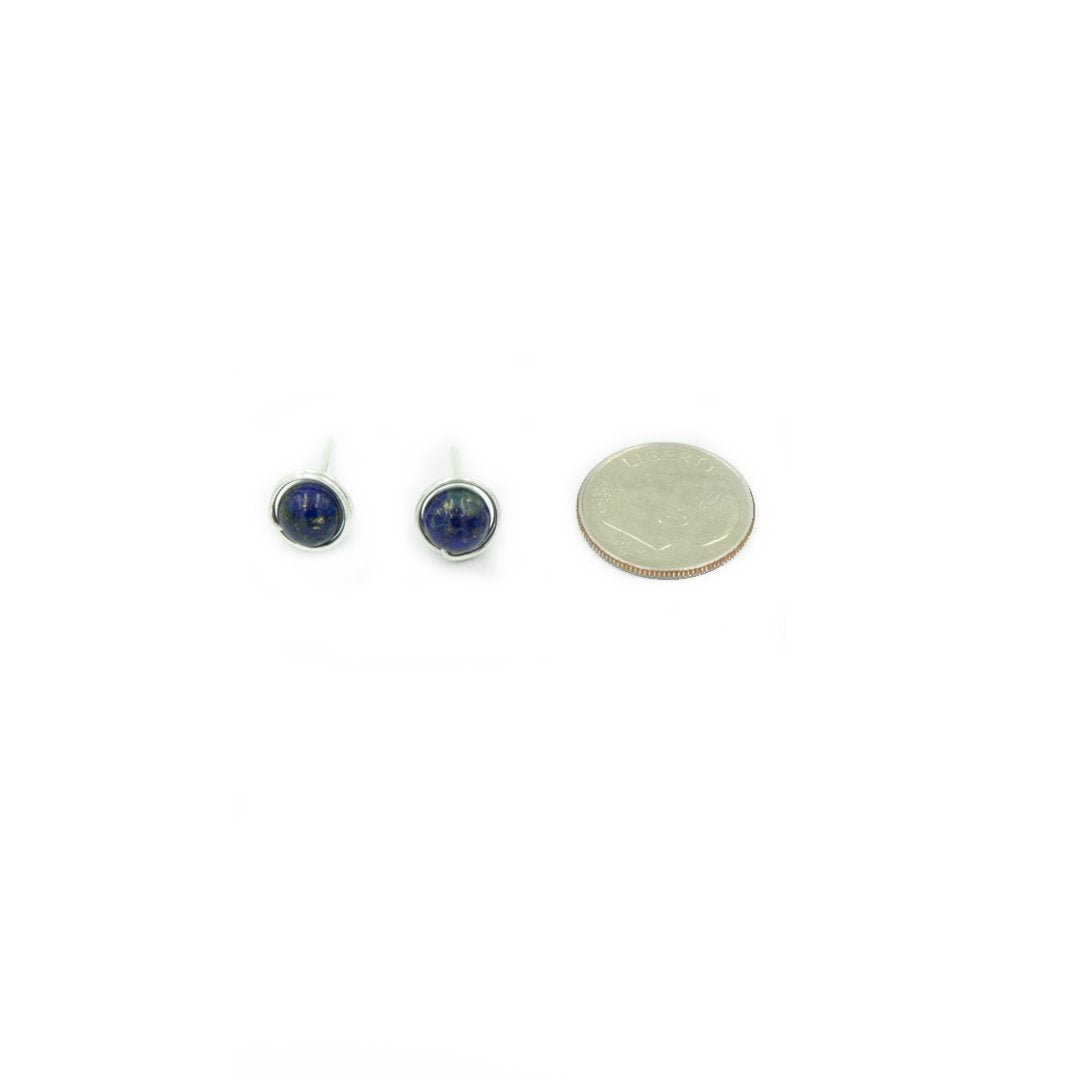 Handmade Sterling Silver Lapis Lazuli Nests | Stud Posts Earrings | December Birthstone | Eco-Friendly Jewelry | Hypoallergenic & Nickel-Free | Natural Stone | Wedding Anniversary