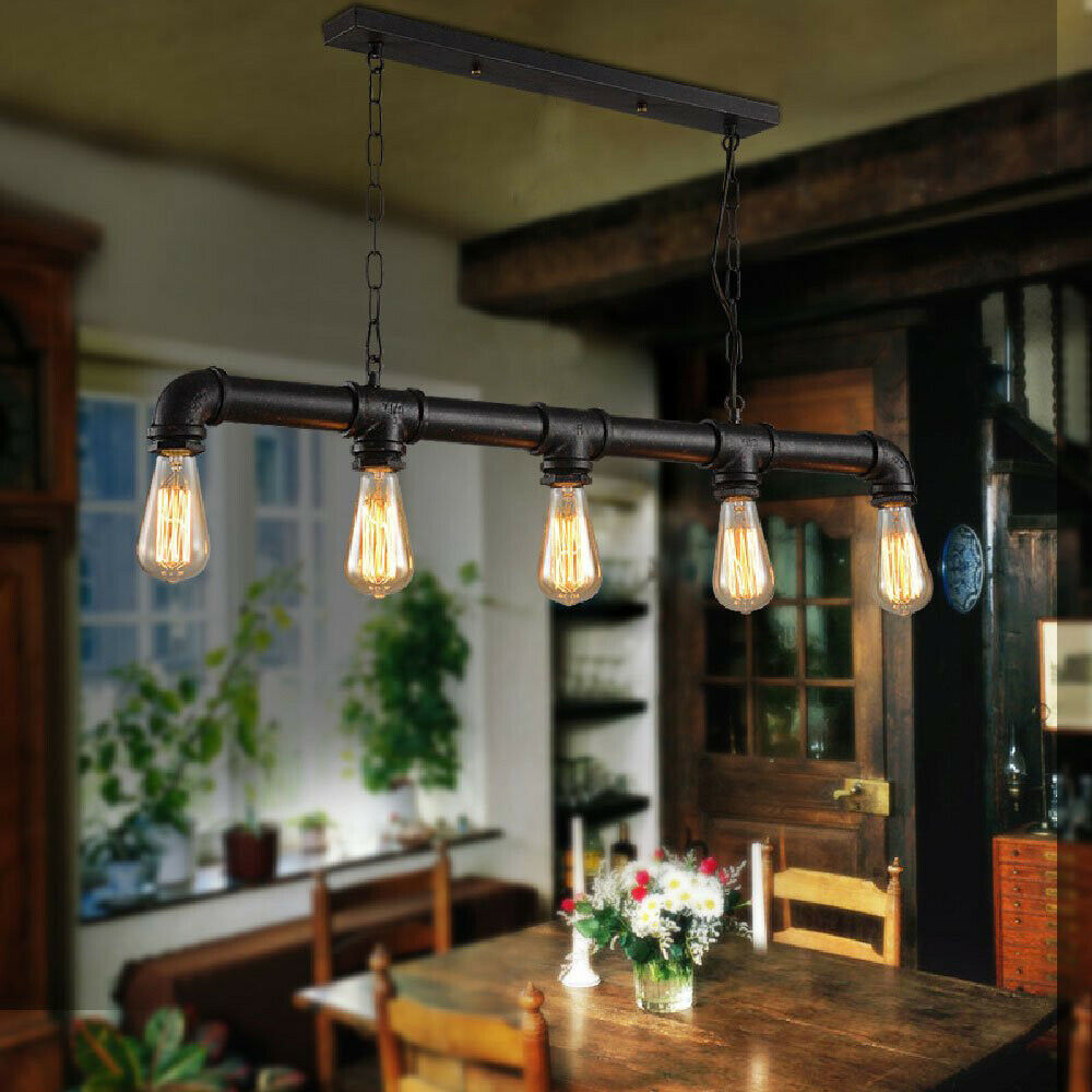 Industrial Vintage Ceiling Steampunk Metal Pipe Loft Pendant Light~2368