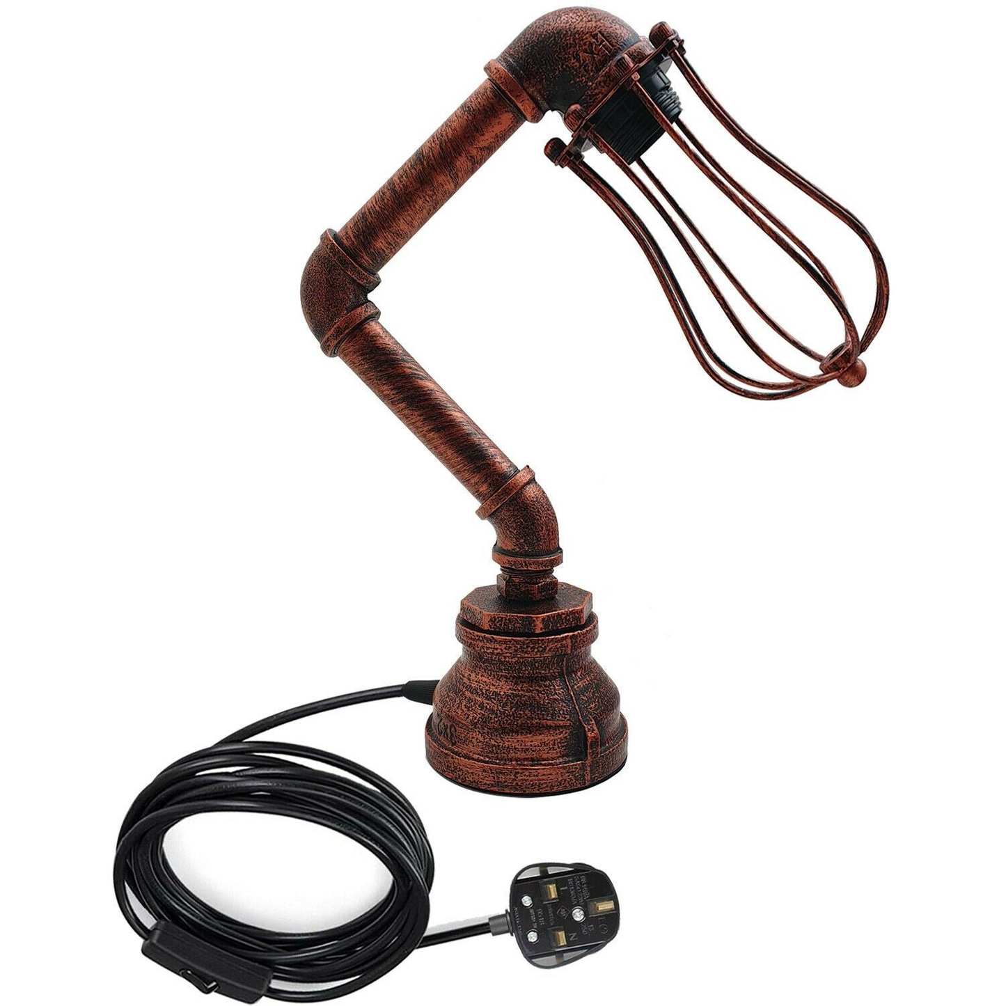 Retro Industrial Water Pipe Lighting Wall Plug-In Table Lamp Steampunk Metal Indoor Stand~1306