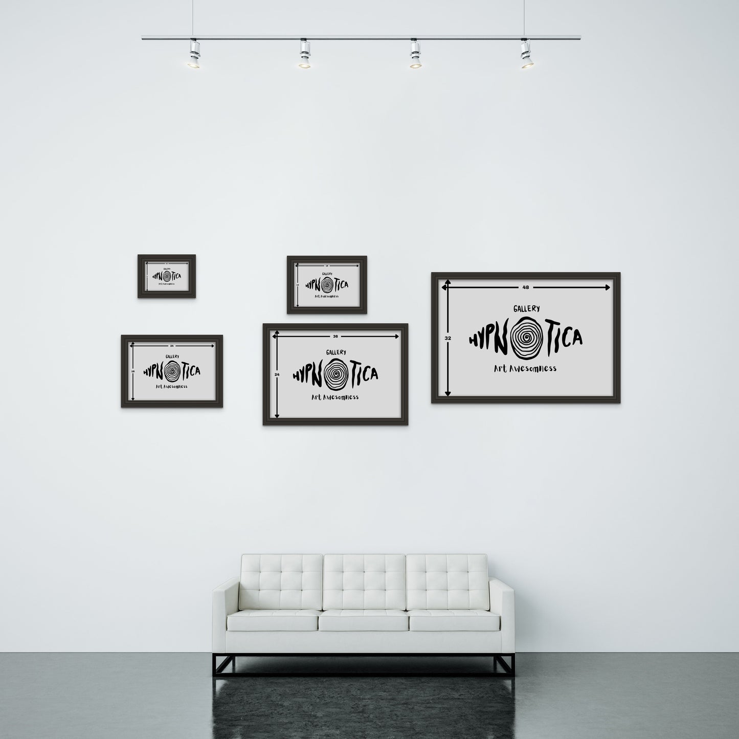 Hypnotic Spiral Cyan_Juno Black_ Landscape Canvas .75in Frame