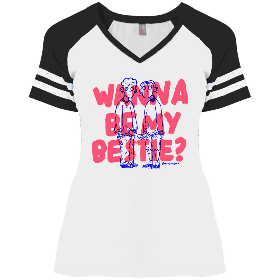 Wanna Be My Bestie_Gordo ilustra_Ladies' Game V-Neck T-Shirt