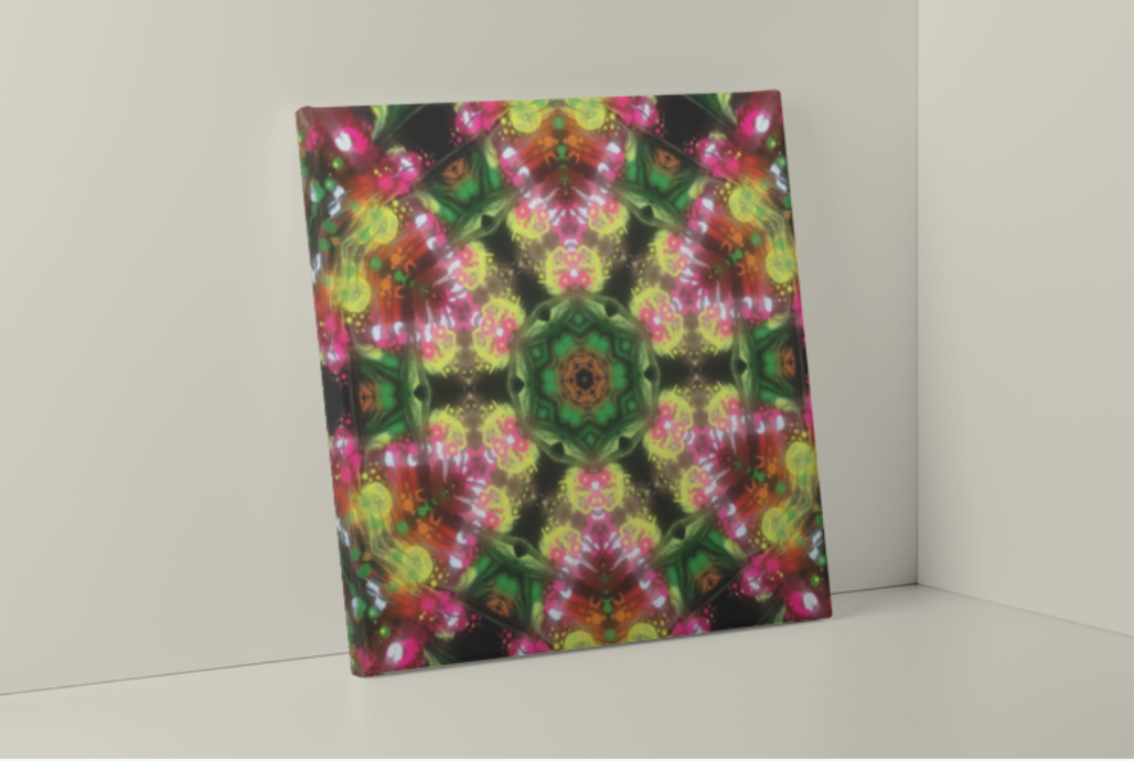 "Kaleidoscope Trail" by renowned Colombian artist Alejandro Gordillo - a stunning square canvas print that captures the essence of nature and vibrant color in a mesmerizing way.