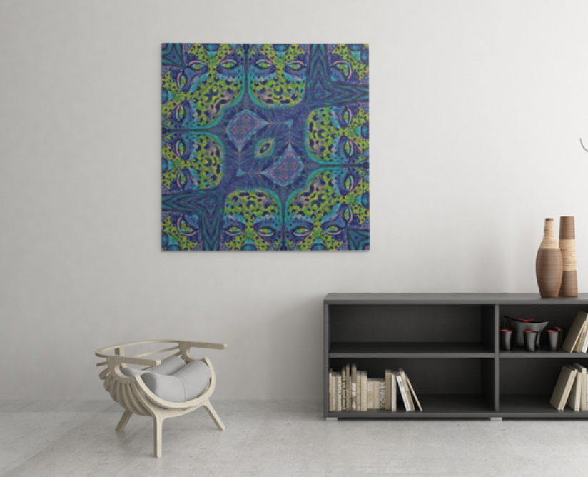 "Anima" by renowned Colombian artist Alejandro Gordillo - a stunning square canvas print that captures the essence of the inner self and the animal spirit in a mesmerizing way. in living room.