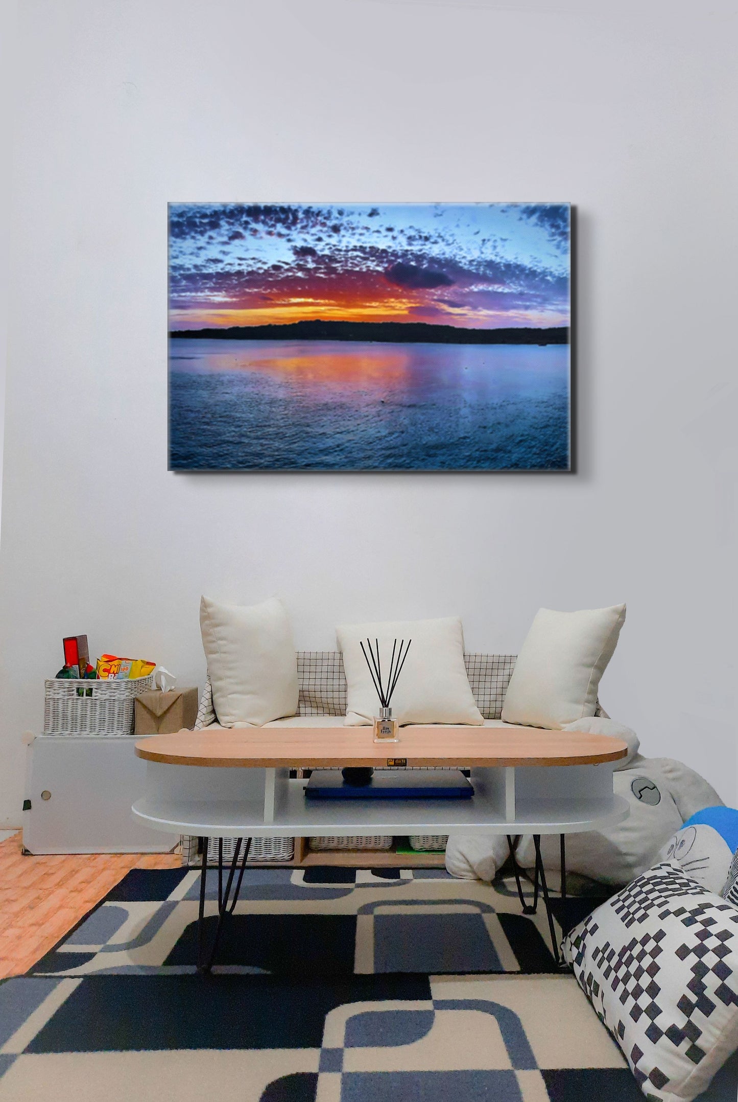 Sunset in the Lake_Juno Black_ Landscape Canvas .75in Frame