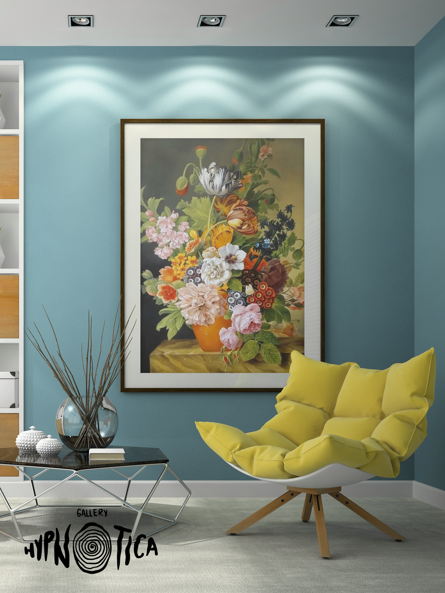 Flowers In Old Vase Painting Poster -Image by Shutterstock