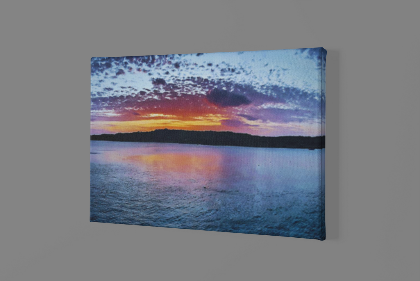 Sunset in the Lake_Juno Black_ Landscape Canvas .75in Frame